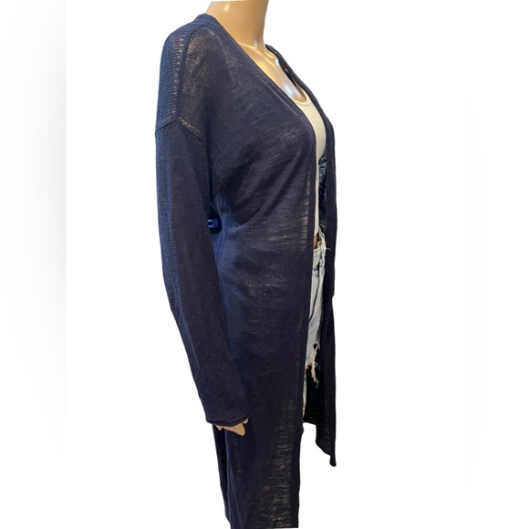 Beautiful navy blue duster length cardigan - Picture 2 of 7